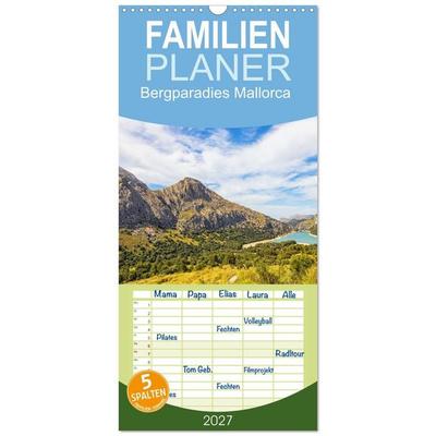 Familienplaner 2027 - Bergparadies Mallorca mit 5 Spalten (Wandkalender, 21 x 45 cm) CALVENDO