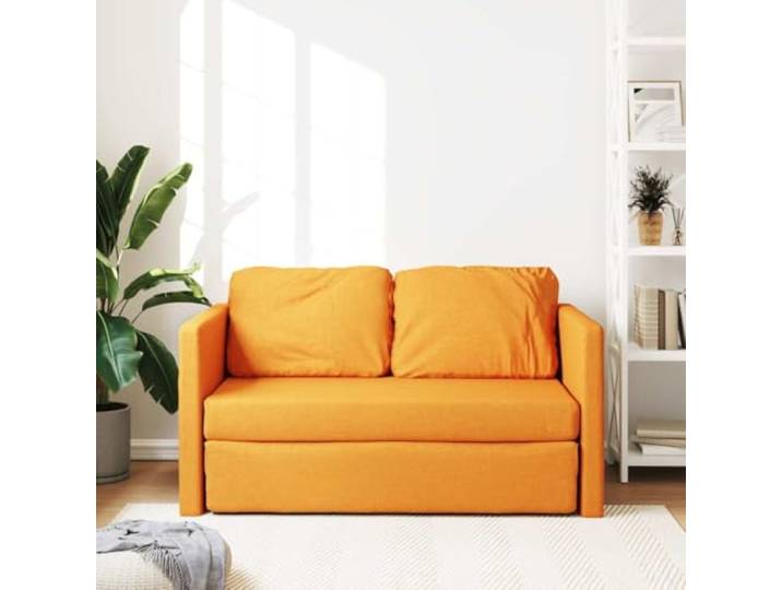 KTHLBRH 2-in-1-Schlafsofa, dunkelgelb, 112 x 174 x 55 cm, Stoff Kann in ein Doppelbett umgewandelt werden, Gestell aus Metall, Kapazität 110 kg, mit zusätzlichen Kissen