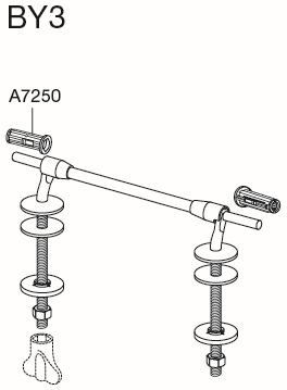 Pressalit charnière spéciale BY3999 Inox , pour siège WC Projecta, fixe, montage par le bas