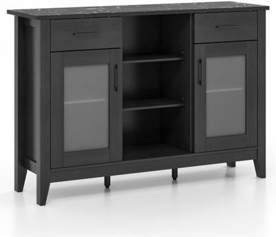 Costway Sideboard Buffet Cabinet with 2 Drawers and 4 Adjustable Shelves-Black