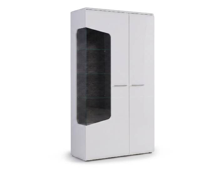 Vitrine 2 portes gauche Corel Blanc Mat/blanc Brillant - Basika