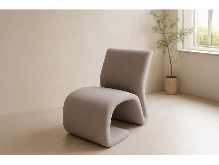 Loungesessel Rubin - in Cremeweiß mit Leinenbezug & Stahlrahmen - Beige - Luxusbetten24