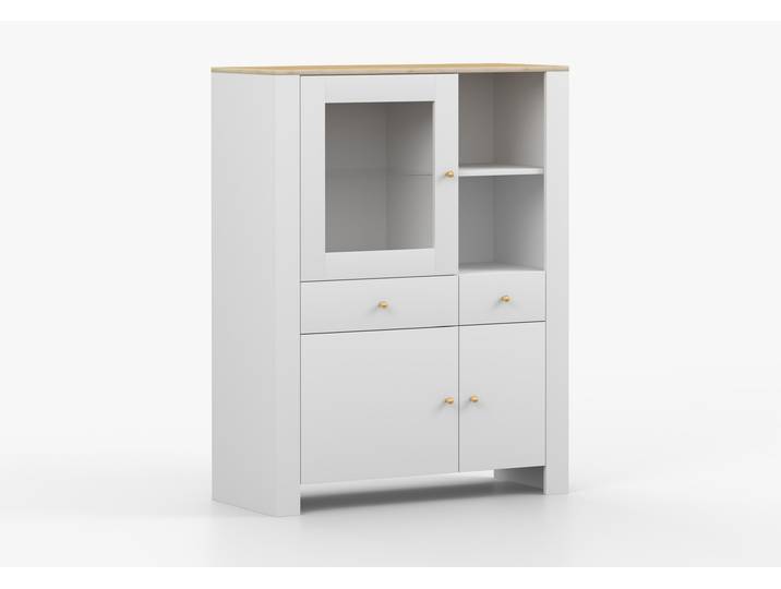 Vitrine AGAWA 02 100 cm Weiß Weiß Ohne LED-Beleuchtung