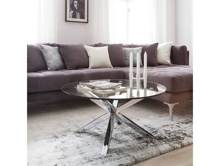 Table basse Holcot ronde Ø 82cm Argenté/Argenté