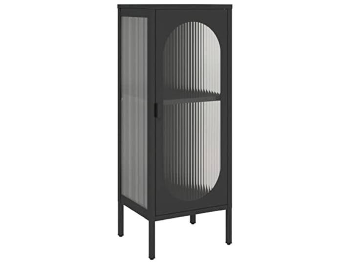 vidaXL Sideboard Schwarz 40x35x105 cm Glas und Stahl