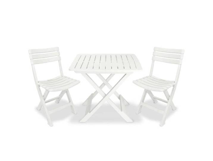 (Blanc)Ensemble de bistro pliable 3 pcs - Salon De Jardin Extérieur - Plastique Blanc 250148