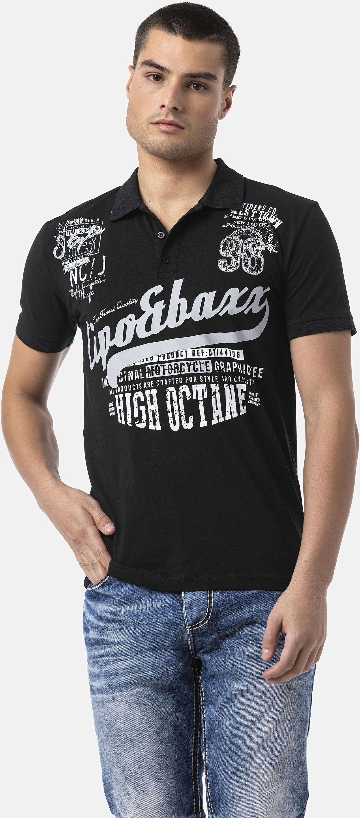 T-Shirt CIPO & BAXX "CT794", Herren, Gr. M, schwarz, Obermaterial: 95% Baumwolle CO. 5% Elasthan EL., regular fit, Shirts T-Shirt, Markanten Schriftzüge