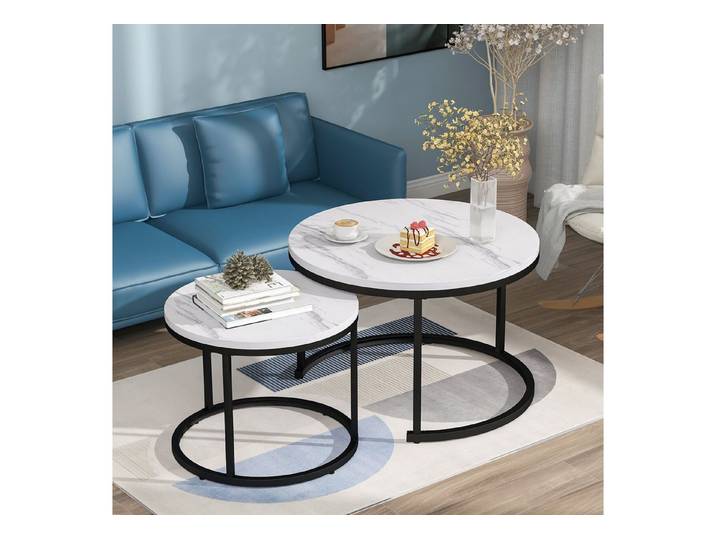 Fine Life Pro Couchtisch 2er-Set runde Couchtische, geschachteltes Nesting-Design, platzsparend, Beistelltische für Wohnzimmer, vielseitig kombinierbar & stilvoll