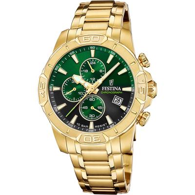 Festina "Timeless Chronograph" Quarzuhr, Armbanduhr, Herrenuhr, Edelstahlarmband, analog, Tag