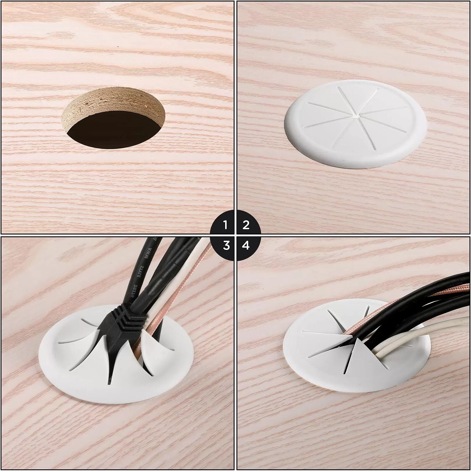 INF Passe-câble de table 50 mm, pack de 6