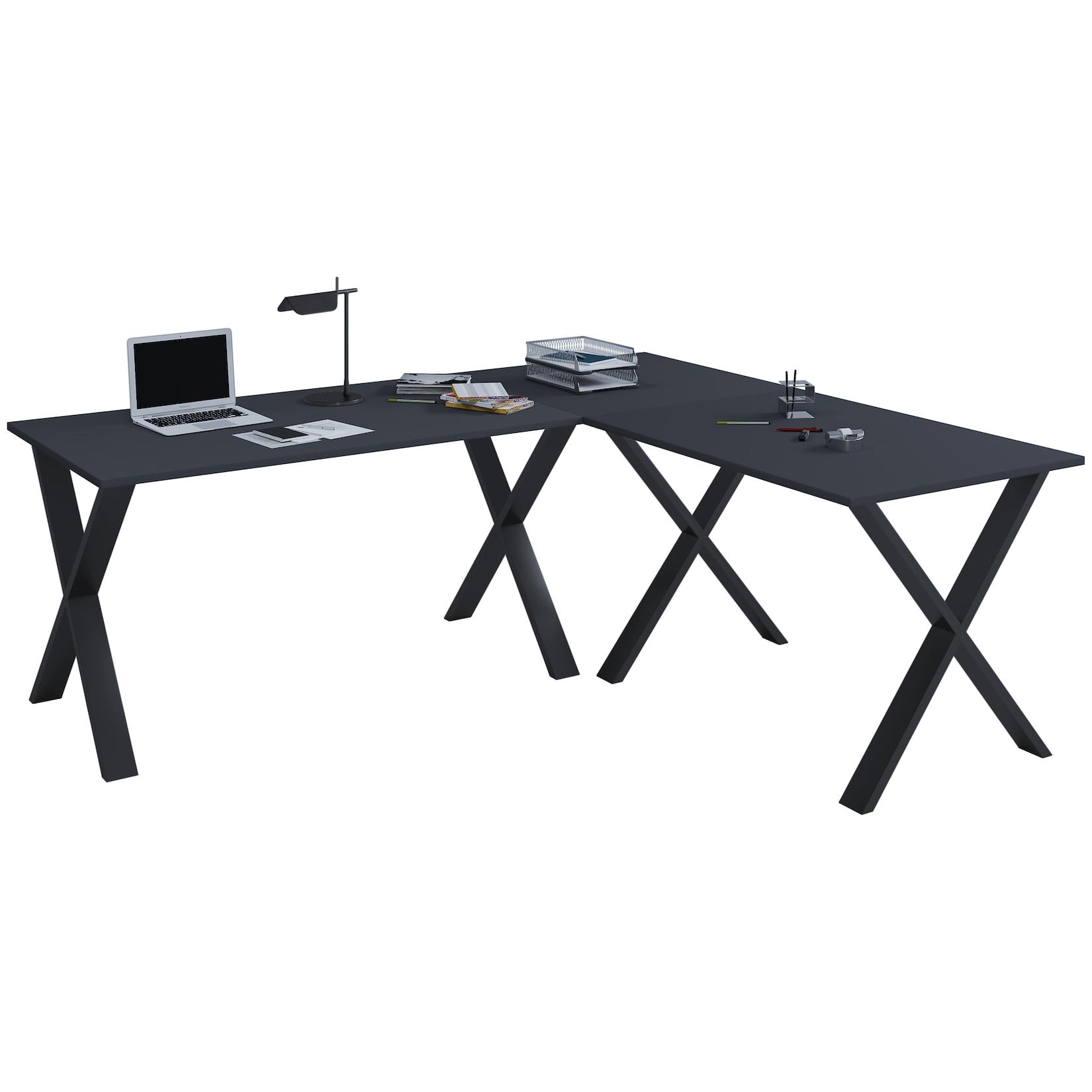 VCM VCM Holz Schreibtisch Eckschreibtisch schlicht 190x160 L Form links oder rechts Arbeitstisch Platte 80 cm tief Computertisch Büromöbel - Lona X