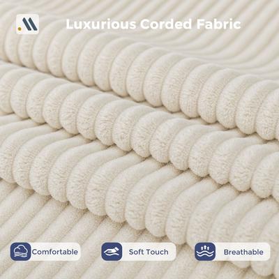 COSMOGO Modular Corduroy L Shaped Tufted 4-Seat Sectional Sofa Couch