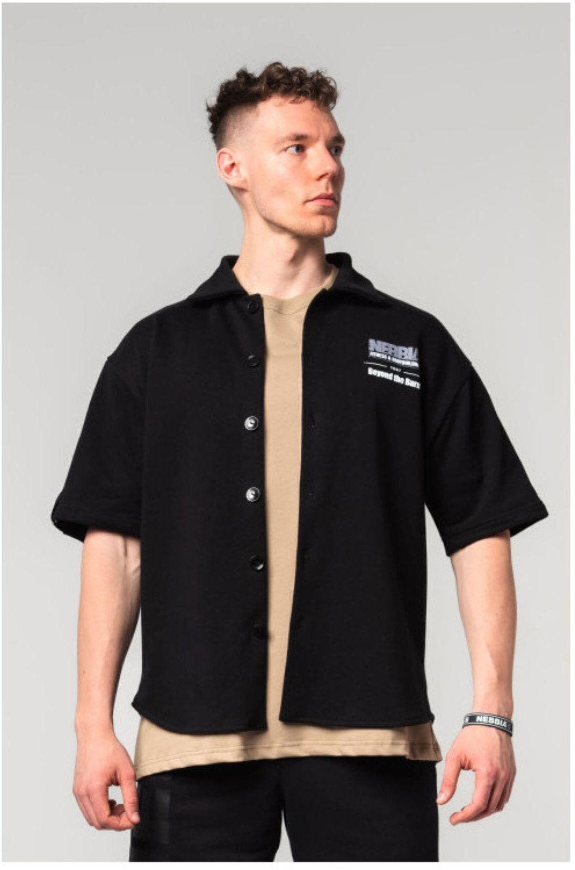 NEBBIA Oversized Shirt 90s Thowback Man Black   