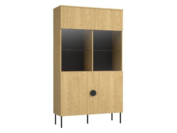 Lomadox Vitrine in Eiche Highboard mit Glas Vitrinenschrank Wohnzimmerschrank Mid Century Retro Möbel