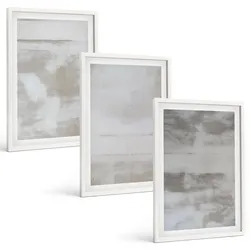 BILDER SET 3er Set - 40x60 cm Weißer Rahmen - Moderne, Used-Look-Texturen