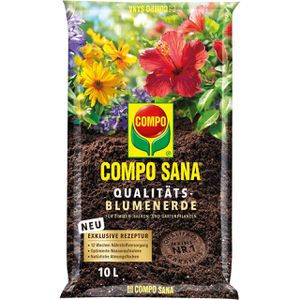 Compo SANA Qualitäts-Blumenerde, für Zimmer- & Gartenpflanzen, mit Dünger, 10 Liter