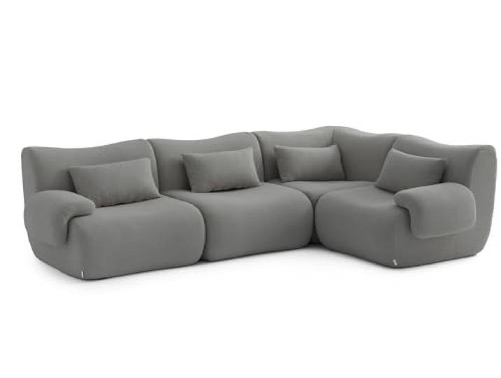 MILYsofa Modulares Ecksofa, 4-Sitzer, Bouclé-Bezug Wolkengrau, Abnehmbare Kissenbezüge (Wolkengrau, 4-Sitzer)