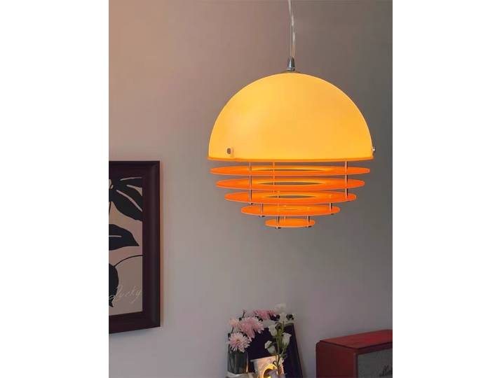 Medieval nordique Bauhaus coucher de soleil temps Orange pendentif LED lumières Art lampes créatives pour salon décoration de la maison lustres