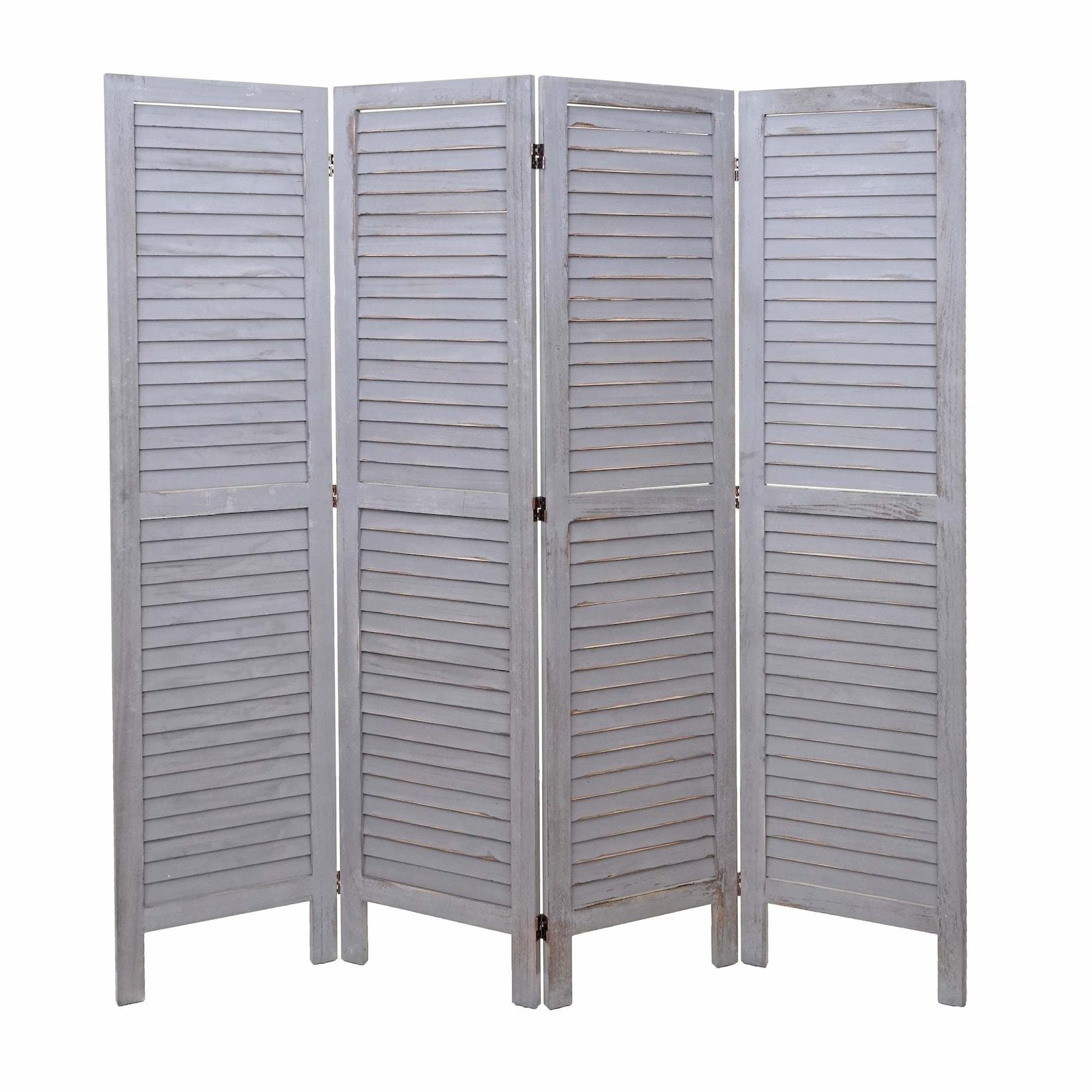 Paravent MCW-G30, Trennwand Sichtschutz Raumteiler, Shabby-Look 170x162cm ~ grau