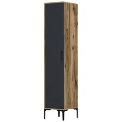 Dmora 1-Tür MehrzweckschrankDnuytinc, Multifunktionale Möbel, Schuhschrank, Besenschrank, 40x48h201\ cm, Walnuss und Anthrazit