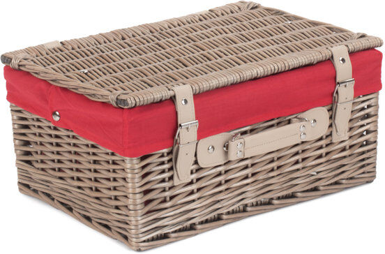 August Grove Wicker Basket with Lining Antique Wash Hamper/Red Lining