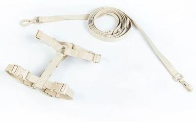 Uplift Essentials Macaron Series Harness & Leash Set Dual Head Adjustable Comfort Vest For Small To Medium Dogs natural Beige m