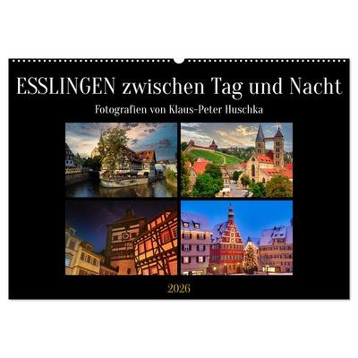 Esslingen zwischen Tag und Nacht (Wandkalender 2026 DIN A2 quer), CALVENDO Monatskalender