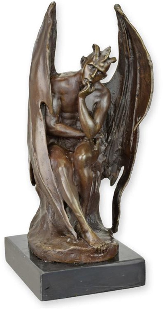 Bronzen Satan sculptuur voor op tafel, Hoogte: 31 cm