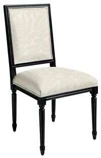 Limited Louis XVI Square Side Chair - Cara White InsideOut with Black Finish - Ballard Designs