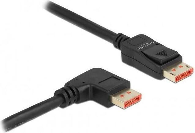 Delock DisplayPort-kabel met 90 graden rechtsom gebogen connector, 8K 60 Hz, 1 meter