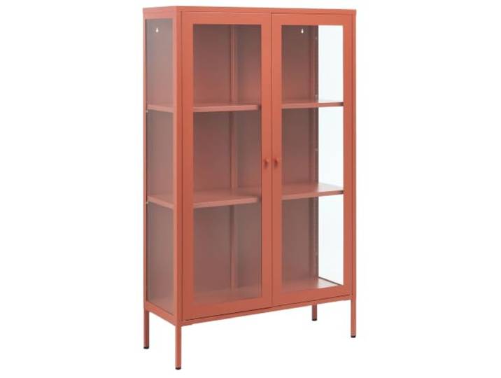 Vitrine Stahl goldbraun mit 2 Glastüren Metallschrank Industrie-Design Nash