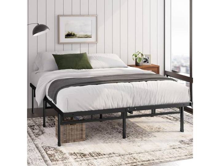 Zinus Justin Lit 160x200 cm avec Lattes en Métal - Cadre en Acier Robuste - Rangement sous Le Lit - Montage Facile - Noir