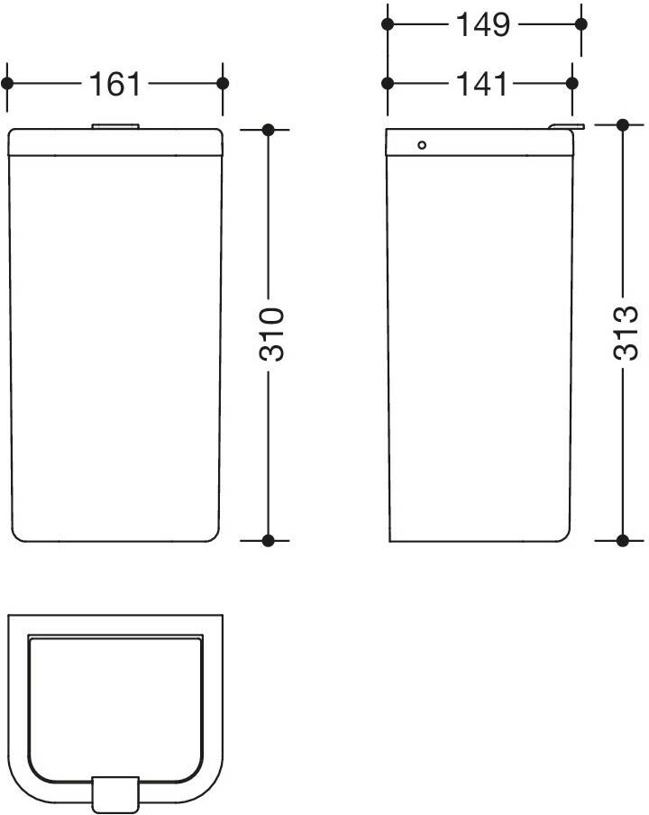 HEWI Serie 477 Hygieneabfallbehälter, Accessoires, 477.05.20499 33, rubinrot - rubinrot