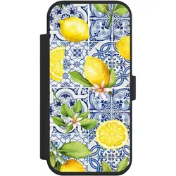 Nivocase Klapphülle für Apple iPhone Air Handyhülle aus Kunst Leder NIVOflip schwarz Griechenland Muster (Apple iPhone Air), Smartphone Hülle, Schwarz