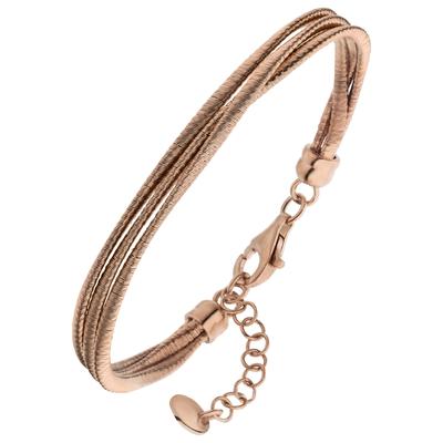 Armband JOBO "Layering", rosa (rosévergoldet), Armbänder, Damen, 20cm, Silber 925 (Sterlingsilber), Armband, 925 Silber matt 20 cm