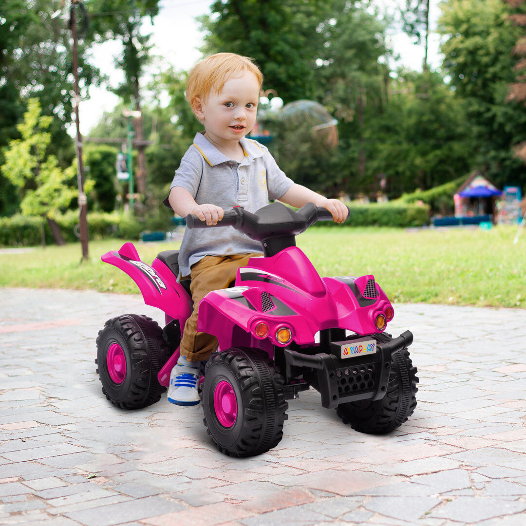 HOMCOM AIYAPLAY 6V Kids Electric Quad Bike with Music, Forward Function Pink 1