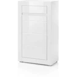 KOMMODE Hochglanz weiß Stone Design grau, 66 x 112 cm