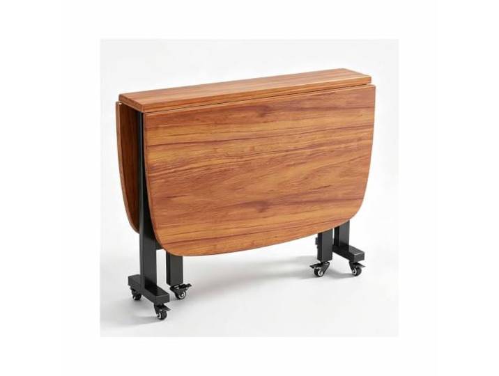 JHIAADEY Klappbarer Esstisch, ausziehbarer Küchenschreibtisch Metallrahmen, Feststellbare Lenkrollen, Zusammenklappbar, Platzsparend, Geeignet for Arbeiten(Dark wood grain,100*60cm)