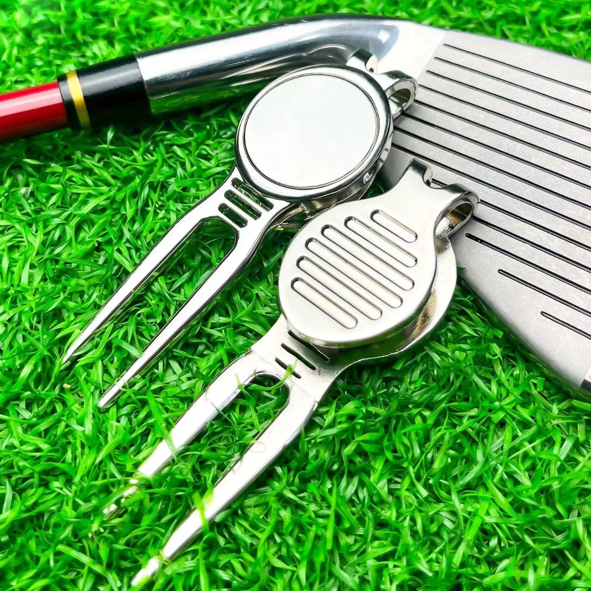 INF Lot de 2 Outils de Golf en Alliage d'Aluminium : Fourche de Réparation de Green, Compacts et Pratiques