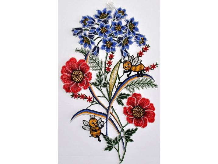 Fensterbild STICKEREIEN PLAUEN Fensterbild Blumen Gr. 1, bunt, B:22cm H:31cm, Polyester, Fensterbilder, Fensterbild, Echte Plauener Spitze