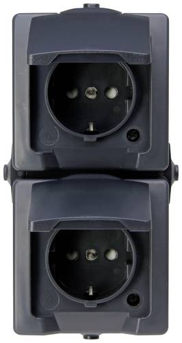 Kopp 136915009 Feuchtraum-Schalterprogramm Steckdose mit Klappdeckel Nautic Anthrazit 1St.