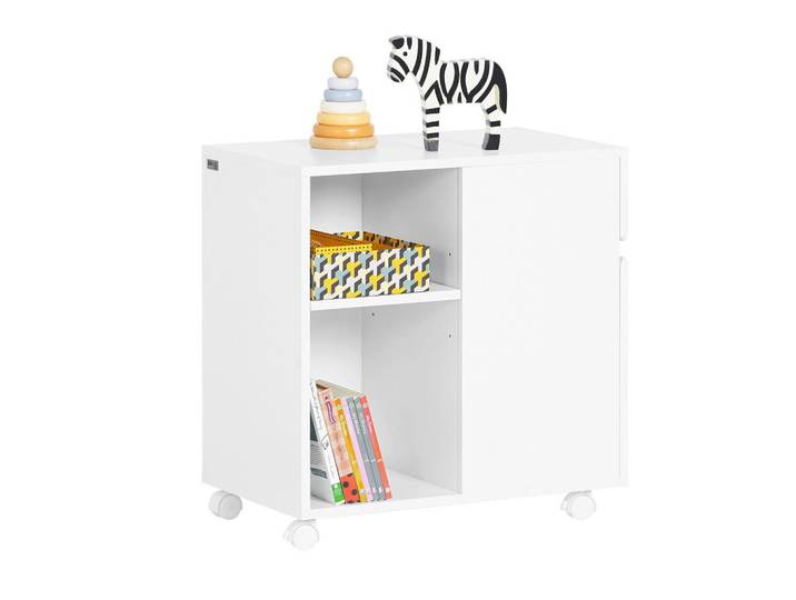 SoBuy Rollcontainer Weiß, Holzwerkstoff, 58x59x35 cm, Büromöbel, Container