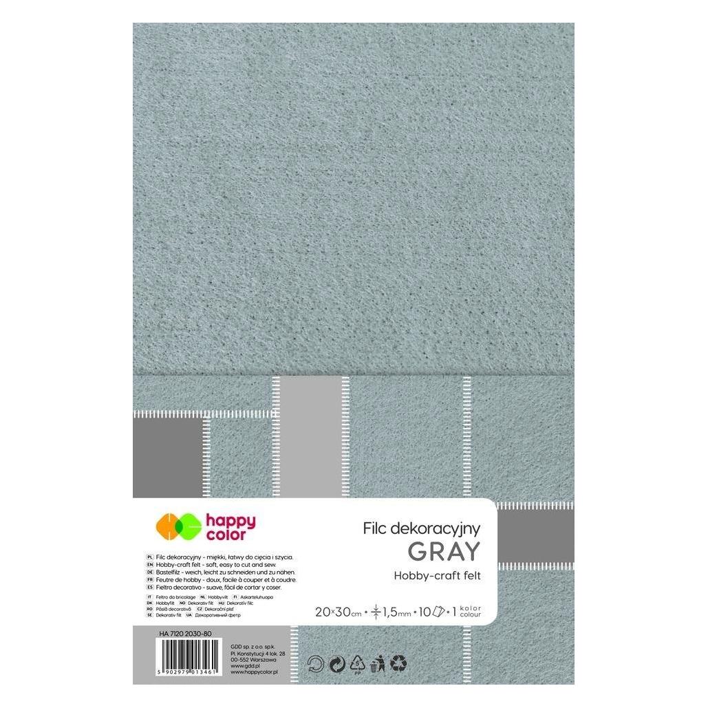 GDD Grauer Dekofilz 10 Stück HAPPY COLOR (30 x 20 cm) (47604847)