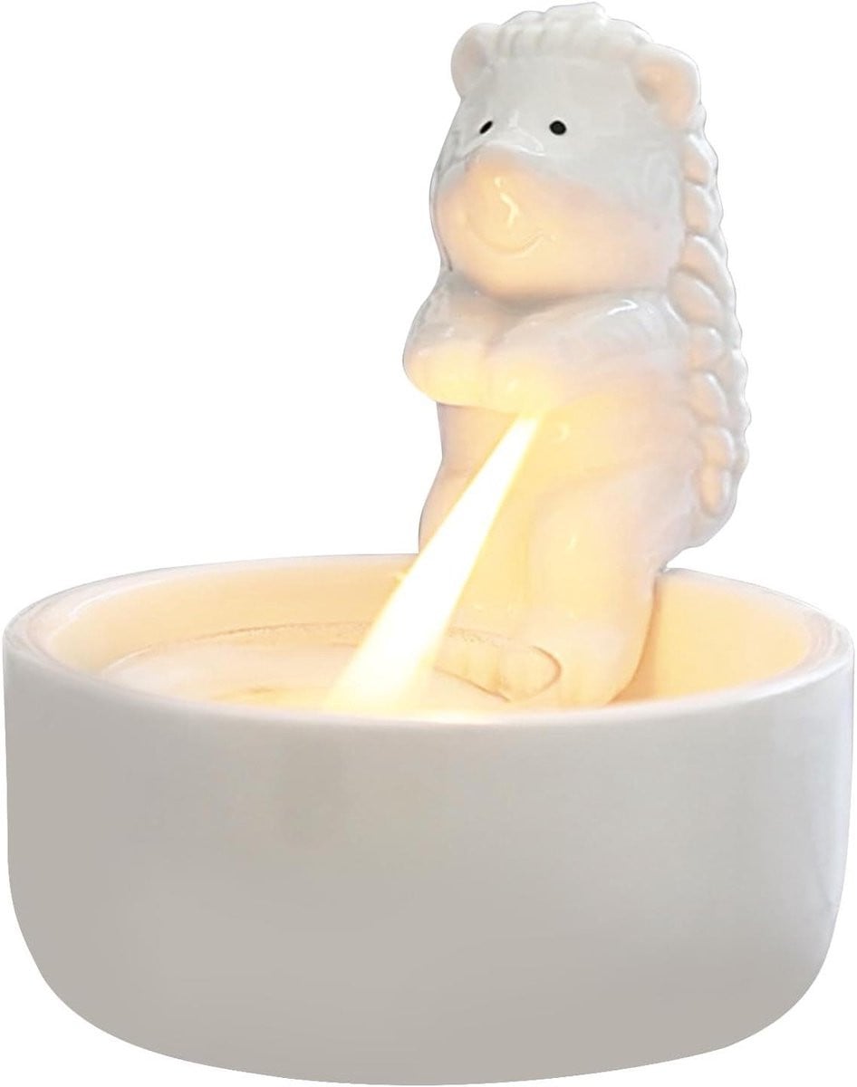 Handgemaakte keramische kandelaar in diervorm voor tealights, Hoogte: 12 cm