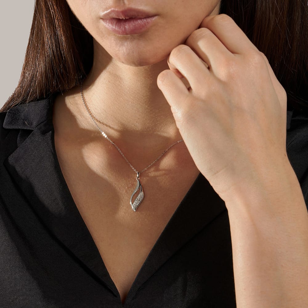 Collier Cleor En Argent 925/1000  Et Cristal Femme