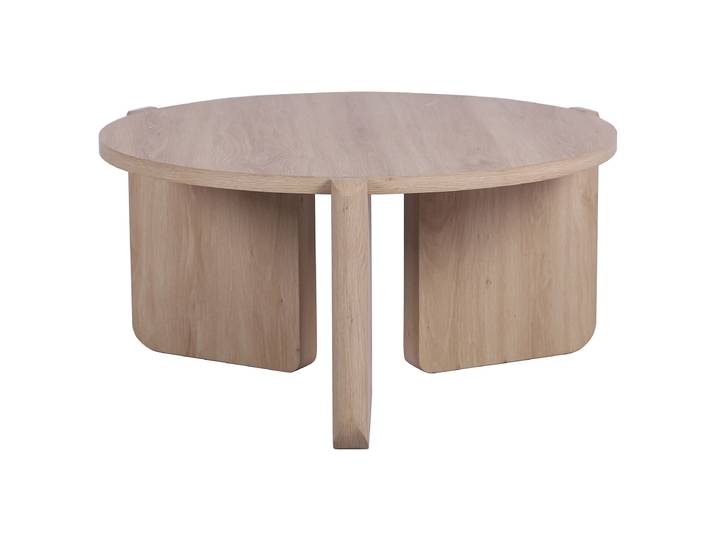 Table basse DULI Ø 83cm Beige/Imitation chêne clair