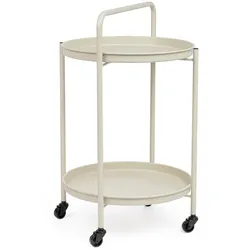 Gartenservierwagen Austin aus Metall, modern, beige gips, mit Rollen und abnehmbarem Tablett