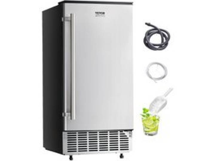 VEVOR Unterbau Eismaschine Eisbereitrer Eiswürfelbereiter 36 kg/Tag Unterbau-Eismaschine mit umkehrbarer Tür aus Edelstahl, Eismaschine für gewerbliche Privatküchen, elektrische Entwässerung