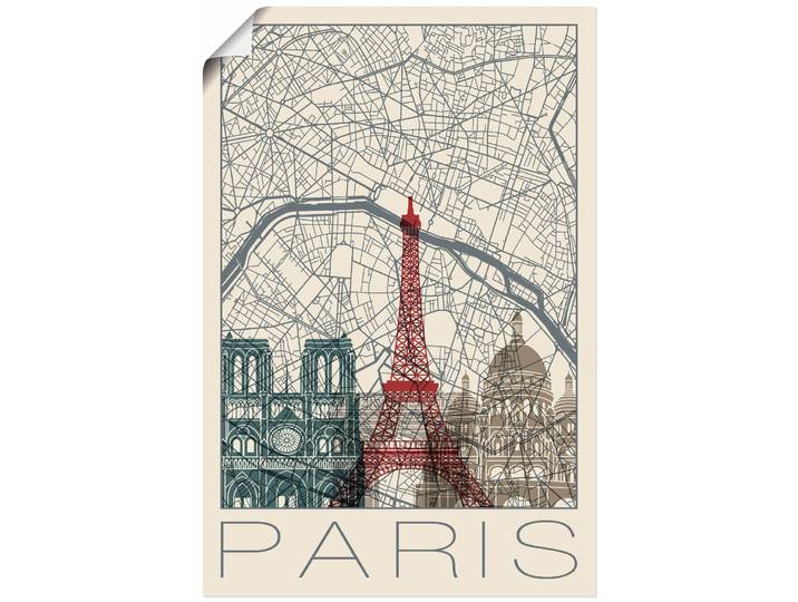 Wandbild ARTLAND Retro Karte Paris Frankreich und Skyline , beige (farbe bild(er): naturfarben), B:40cm H:60cm, Bilder, Wandbild, als Alubild, Poster in verschied. Grössen