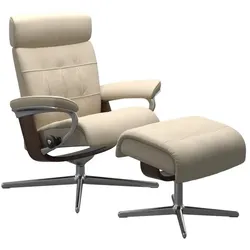 Stressless Sessel mit Hocker Erik Cross Leder Beige Batick Cream S (Small)